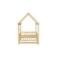preview thumbnail 11 of 9, Twin Size Wooden Floor Bed with Roof Frame and Safety Guardrails, Natural