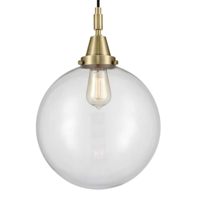 Innovations Lighting 447-1P-G202-12 Beacon 12" Wide Pendant with Clear - Antique Brass