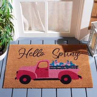 SAFAVIEH Handmade Doormat Hiro Hello Spring Coir Rug - 1'11