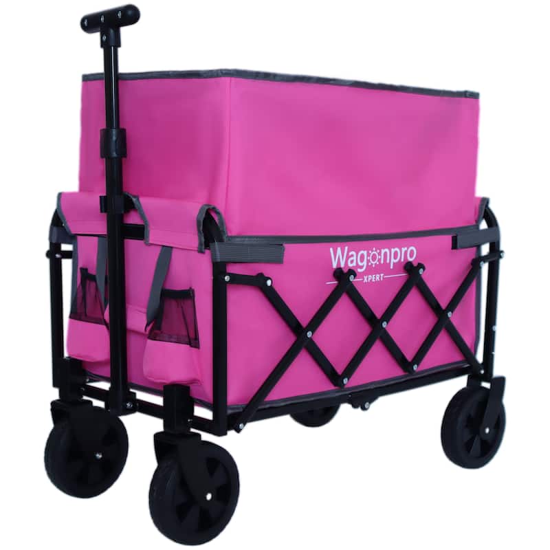 Expandable Dual-Layer Utility Wagon With 100% Extra Space-Grocery Cart For Camping,Shopping,Sports,Gardening,Fishing