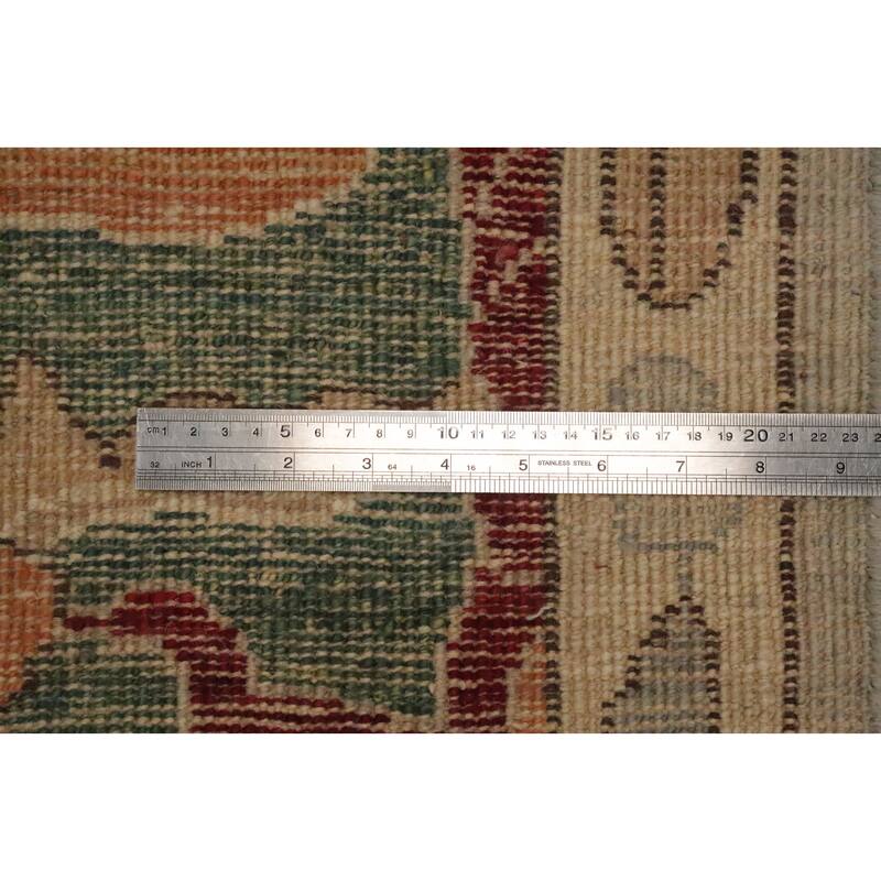 Hand Knotted Oriental 100% Wool Carpet Transitional Floral Beige & Ivories Oushak Area Rug - 14' 4'' X 10' 1''