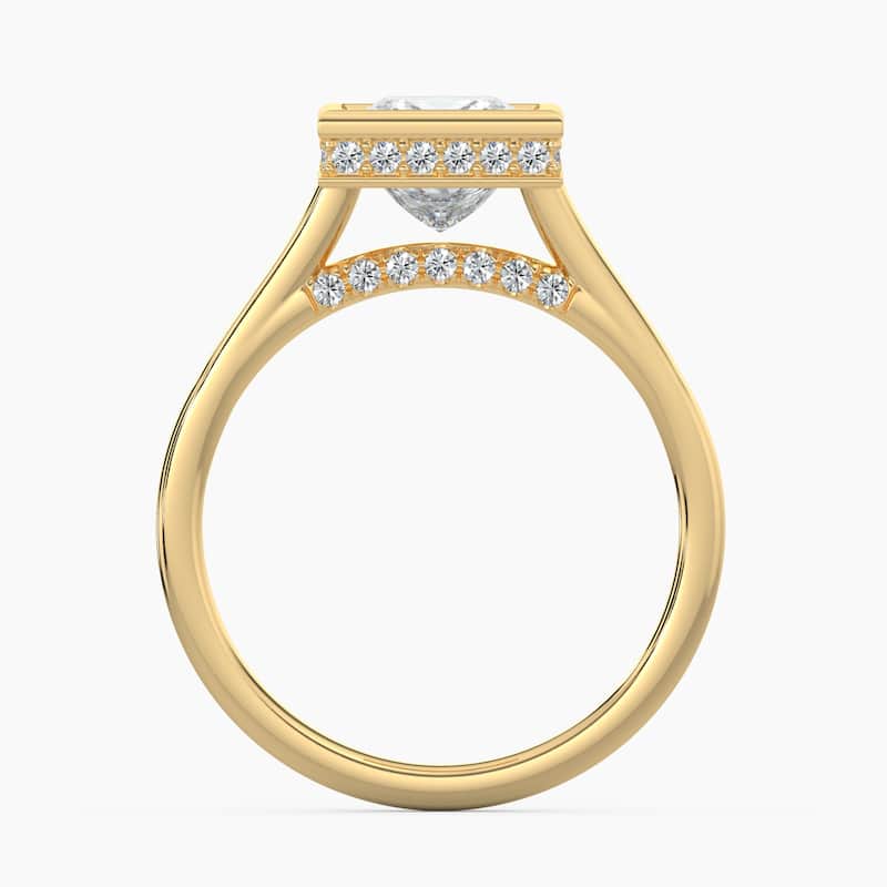 Auriya 14k Gold Lab Grown Princess Diamond Bezel Unique Hidden Halo Engagement Ring 1.00 to 5.00 ct. tw. (F-G, VS)