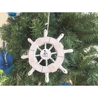 Rustic White Decorative Ship Wheel With Sailboat Christmas Tree ...