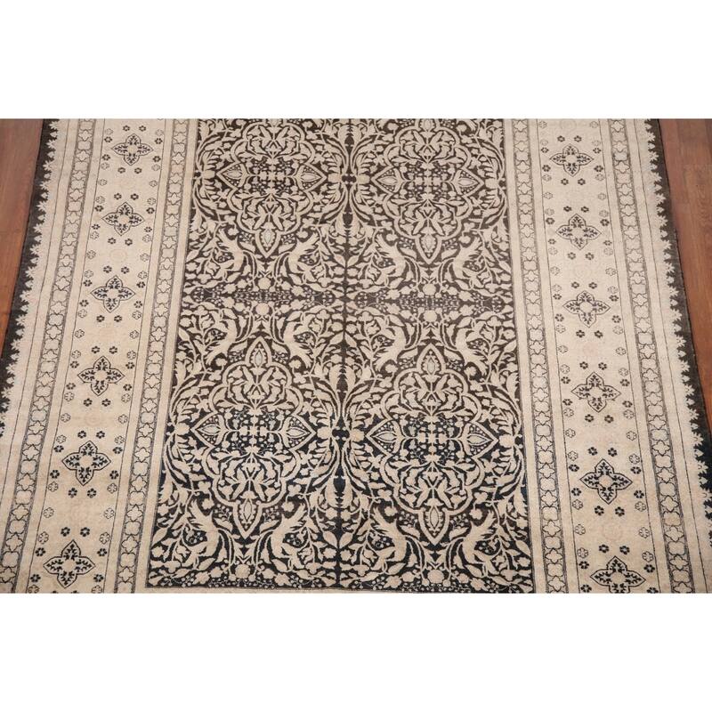 Geometric Royal Tabriz Oriental Area Rug Handmade Vintage Wool Carpet - 6'2" x 8'10"