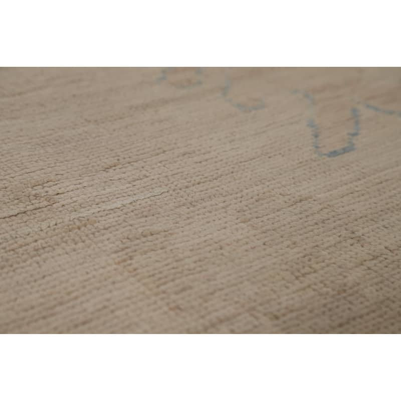Hand Knotted Oriental 100% Wool Carpet Transitional All-Over Beige & Ivories Oushak Area Rug - 12' 0'' X 9' 0''