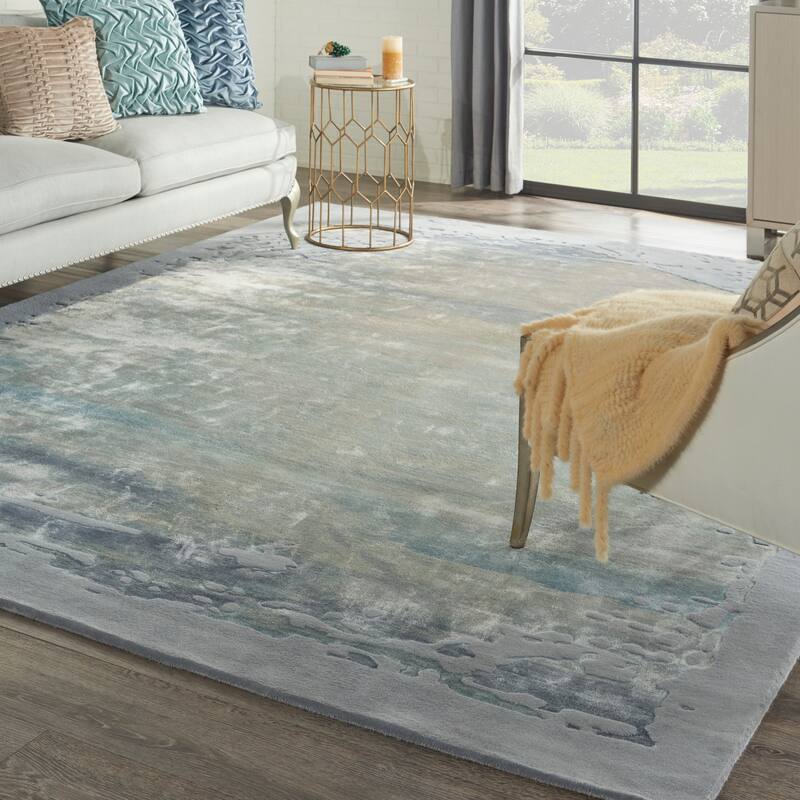 Nourison Prismatic Modern Abstract Shimmer Area Rug - 8'6" x 11'6" - Seafoam/Silver - Rectangle
