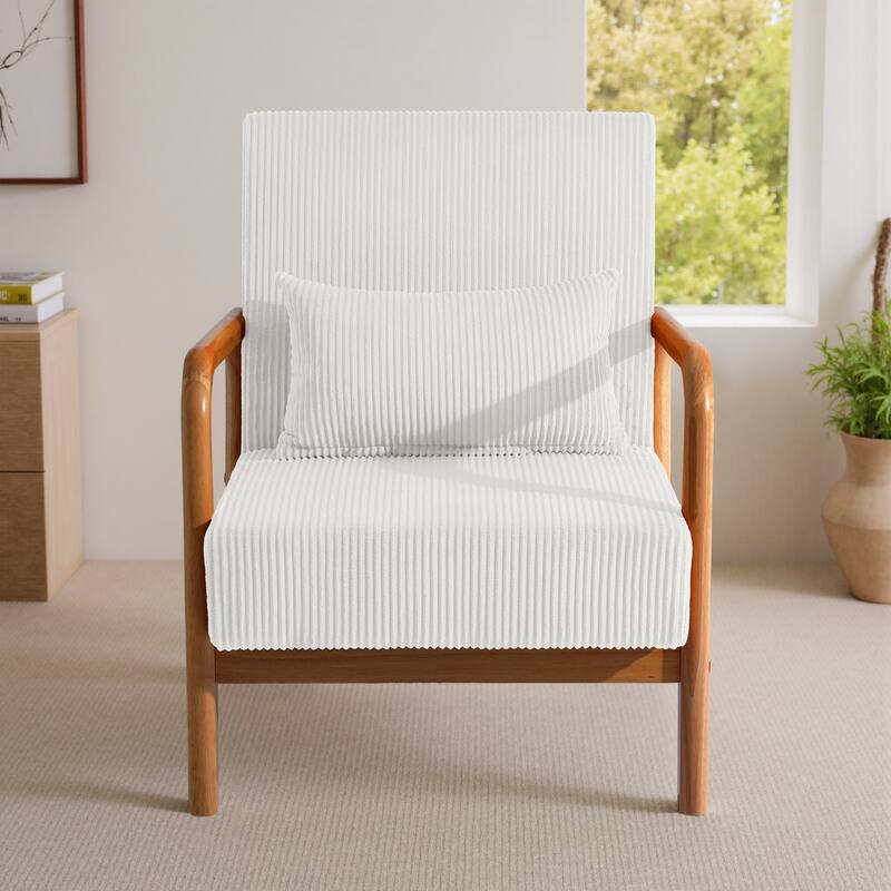 Mid-Century Upholstered Accent Chair with Wood Frame