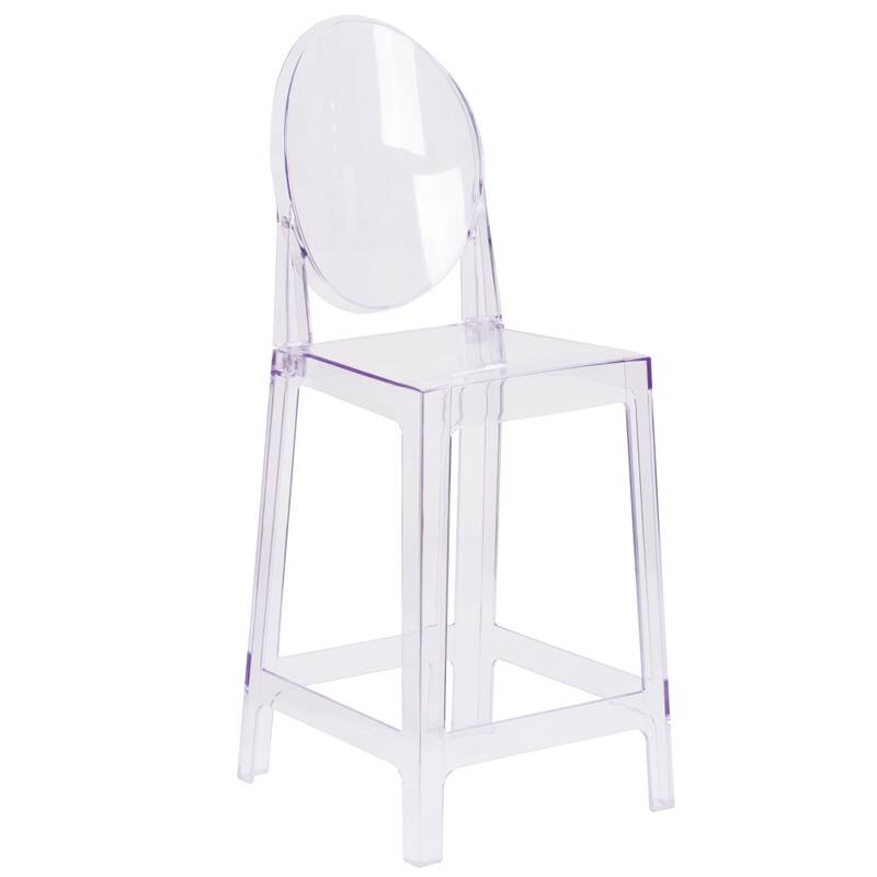 4 PK Counter Stool with Oval Back in Transparent Crystal - Wedding Chairs