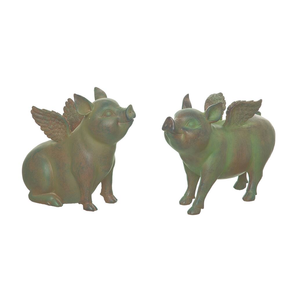 Transpac Resin Flying Pig Decor Set of 2 Spring Home Decorations