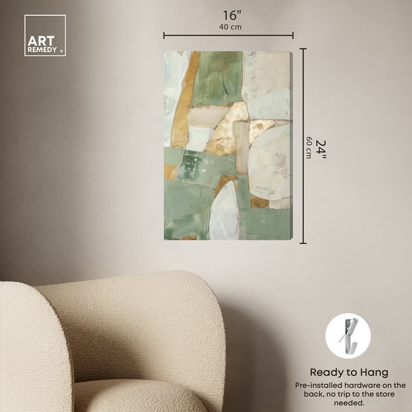 dimension image slide 4 of 6, Sage Green Boho Elegant Abstract Canvas Wall Art by Art Remedy, Gallery Wrapped