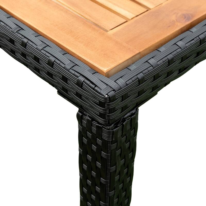 5 Piece Outdoor Patio Wicker Dining Set, Poolside Picnic Beer Coffee Table with 4 Removable Cushions Wicker Arm Chairs