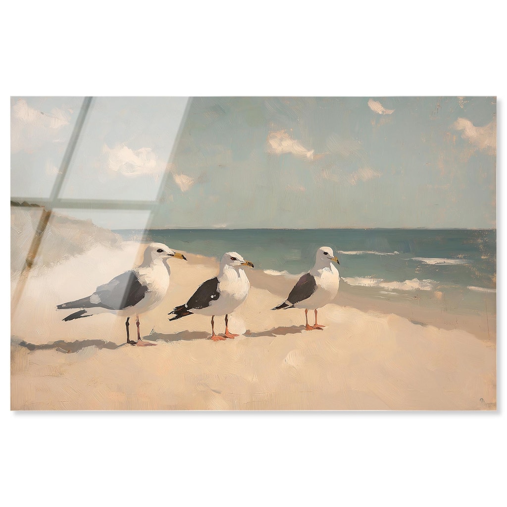Seagulls at the Beach I Acrylic by Art Remedy, Ready to Hang