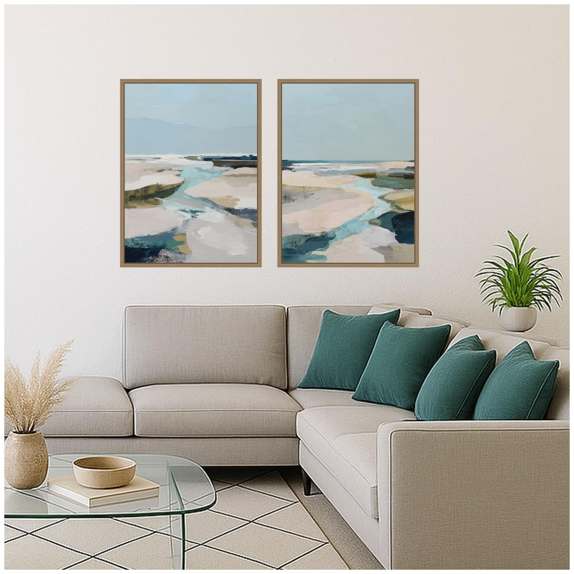 Kate and Laurel Oceanside III 2 Piece Framed Canvas Wall Art Set by Amy Lighthall