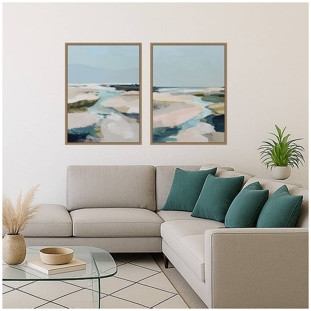 Kate and Laurel Oceanside III 2 Piece Framed Canvas Wall Art Set by Amy Lighthall