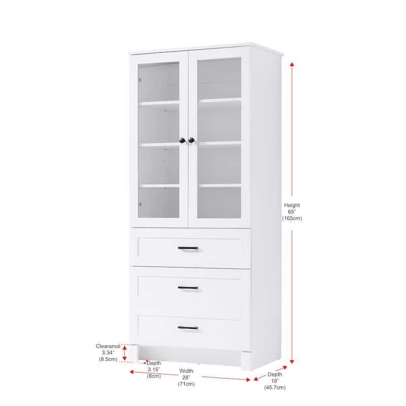 Fresco 16-28 Inch Bath Storage Glass Cabinet