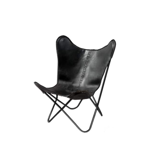 Carbon Loft Larkin Geometric Black Leather Butterfly Chair Bed
