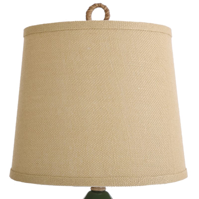 StyleCraft Nautical Table Lamp - Green Finish - Tan Burlap Shade