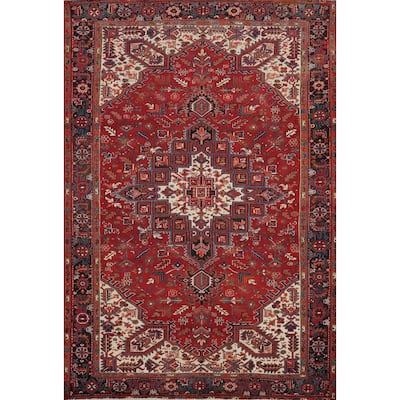 Hand Knotted Oriental 100% Wool Carpet Traditional Medallion Red Heriz Area Rug - 11' 4'' X 8' 6''