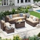 preview thumbnail 138 of 179, AOXUN Fire Pit Conversation Set Rattan Sofa Set Outdoor Furniture With Cushions Brown-Beige - 8-Piece
