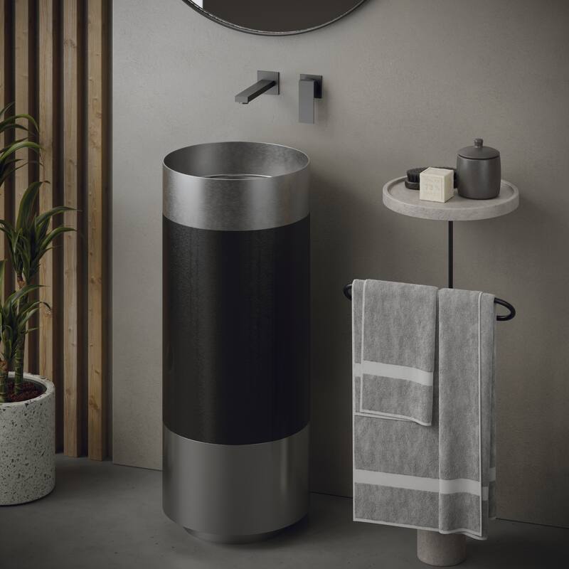 Karran Cinox Stainless Steel Round Pedestal Sink