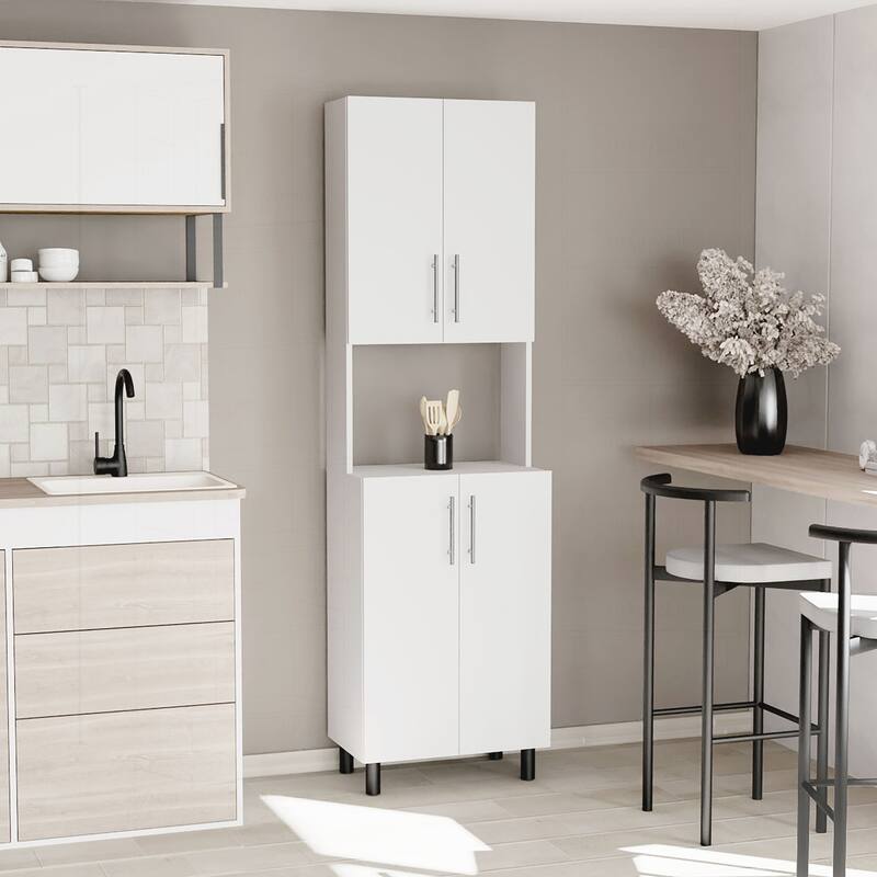 Versatile Double-Door Cabinet Kitchen Pantry - White