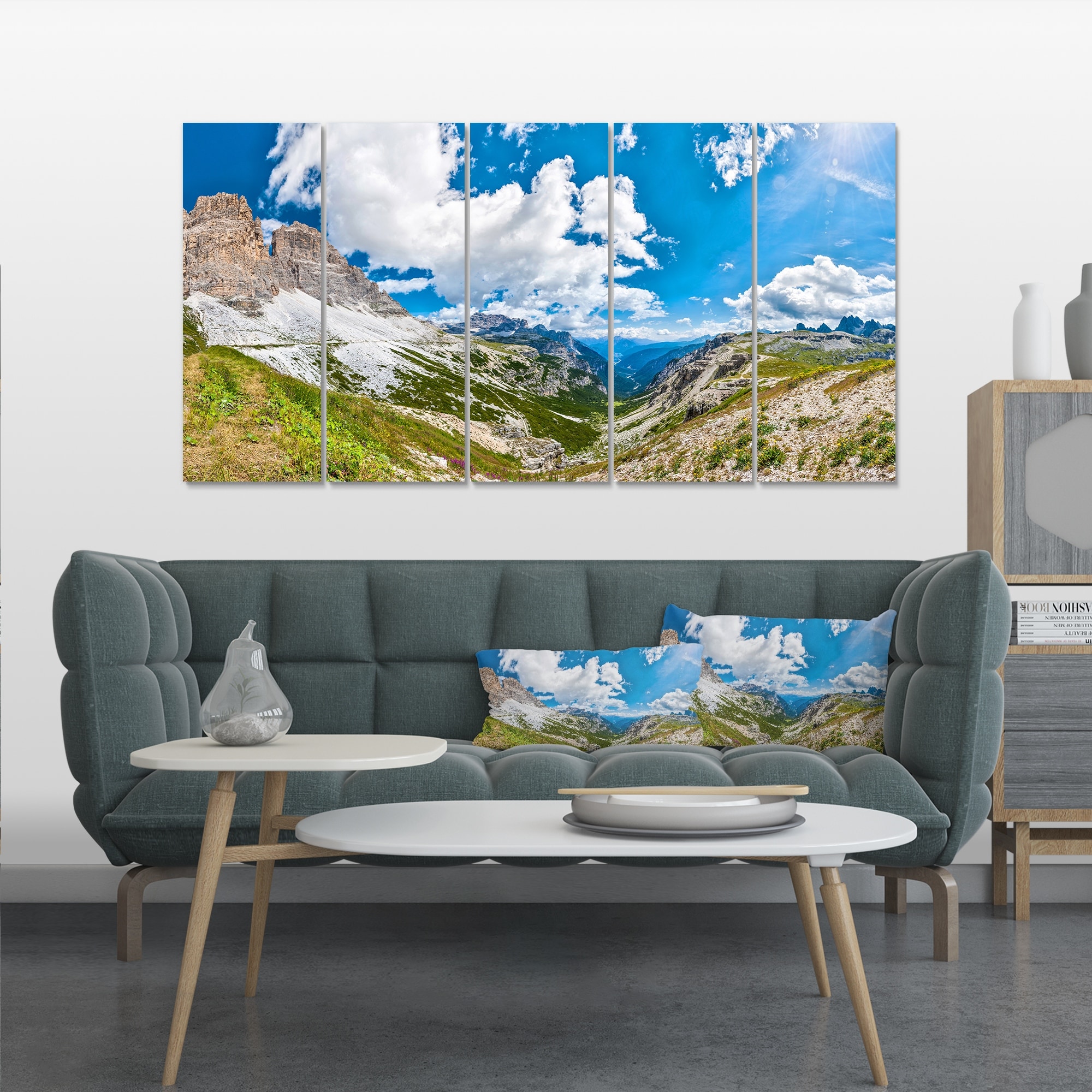 Designart Relaxing View of Nature landscapes Photography on Wrapped Canvas Set - 70 in. Wide x 28 in. High - 6 Panels