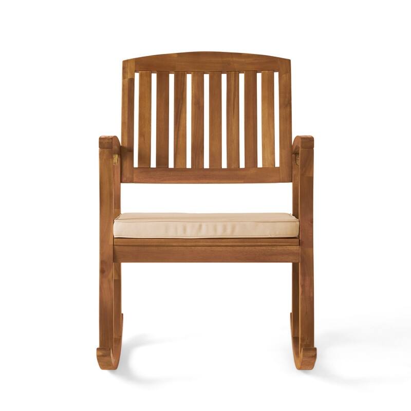 Acacia Wood Outdoor Rocking Chair with Cushions-Durable Garden, Lawn, Backyard & Pool Relaxation Rocker