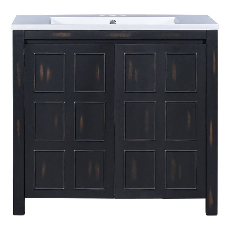 24"/36" Antique Finish Bathroom Vanity Cabinet with Ceramic Sink