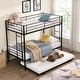 preview thumbnail 2 of 12, Black Twin over Twin Size Metal Bunk Bed with Trundle