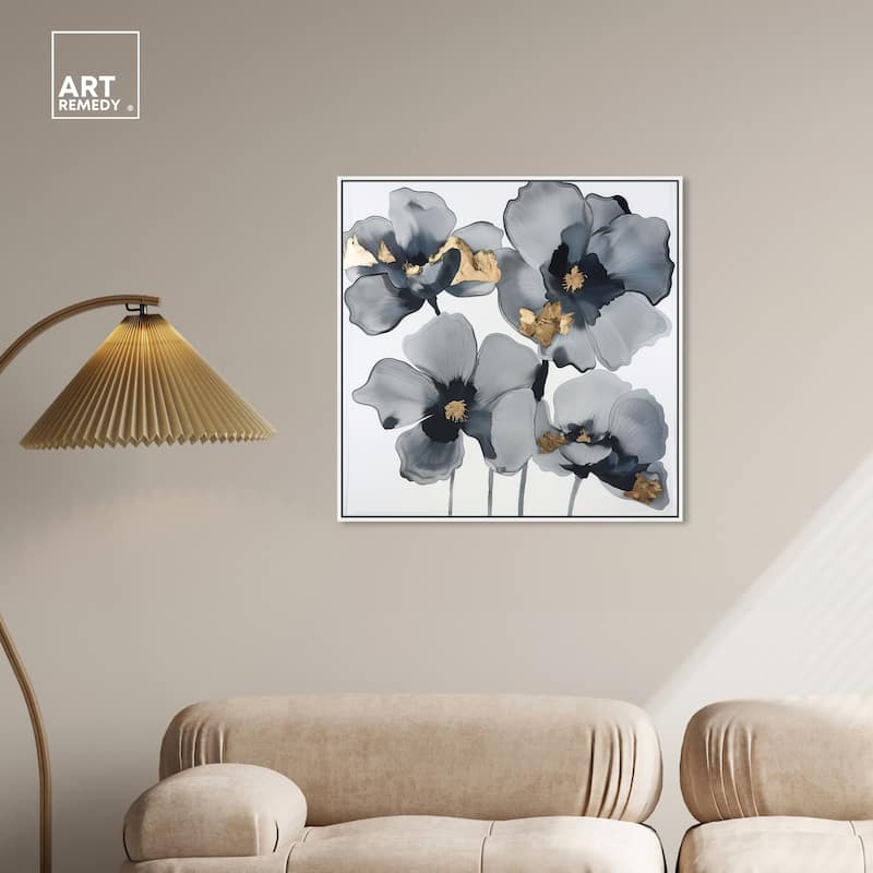 Art Remedy Drama Flora Framed Floral Fine 1 Piece Canvas Wall Art