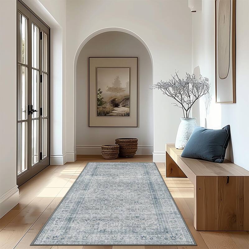 Mcow Floral Faded Low Pile Machine Washable Non-Slip Area Rug - 8'X10'