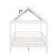 preview thumbnail 7 of 7, White+Gray Pine Wood House Platform Bed with Roof and Fence