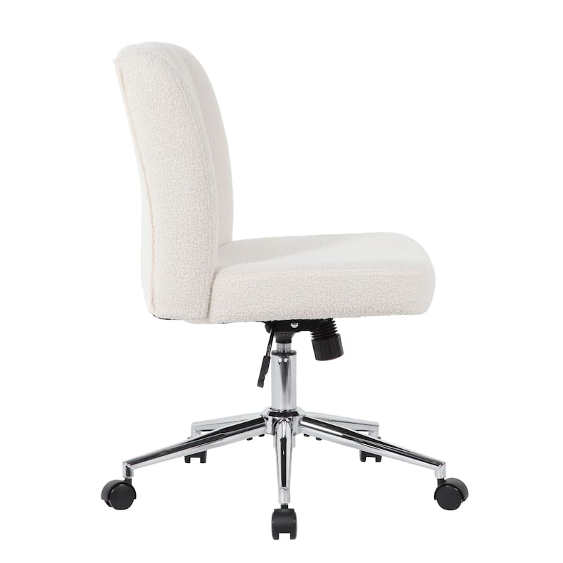 Rio Adjustable Height Office Chair, Cream Boucle, Chrome, Nylon Casters