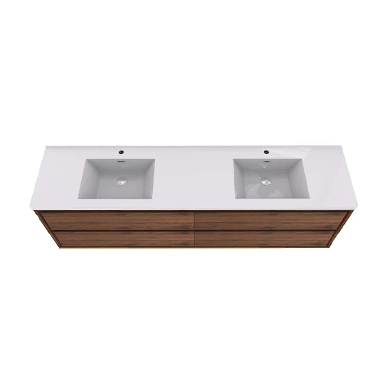 Sage 72" wall mounted bathroom vanity with double basin acrylic top