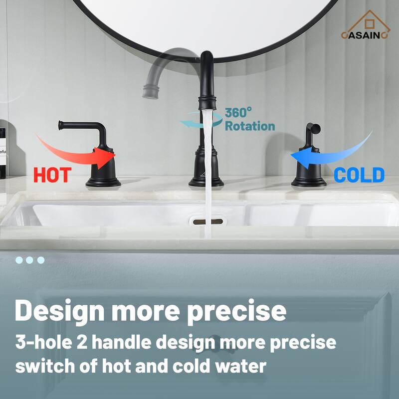 8 in. Widespread Double Handle Bathroom Faucet with Drain Kit Included