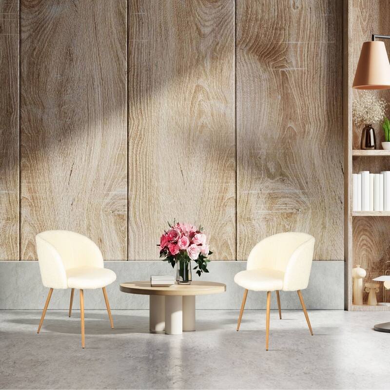 2-Piece Adjust Legs Upholstered Teddy Dining Chair