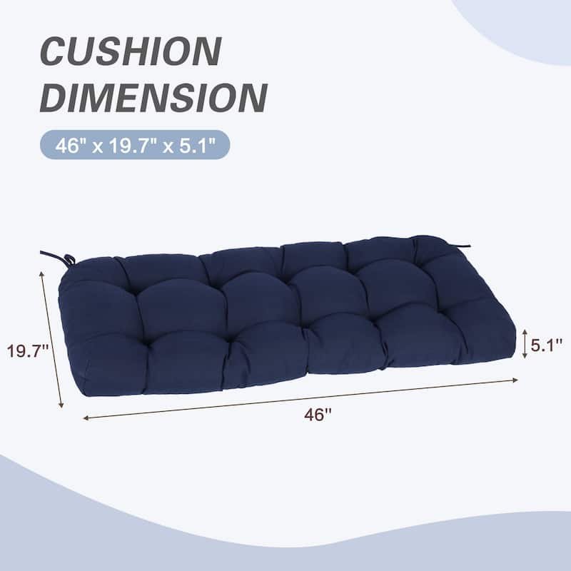Aoodor Outdoor Polyester Tufted Bench Cushion, Water-resistant & Fade-Resistant Cushion