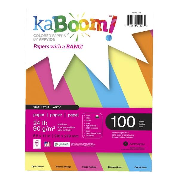 Shop Kaboom Dynamite Copy Paper 8 1 2 X 11 Inches Assorted Neon 100 Sheets Overstock 16728850
