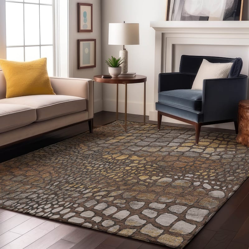 Premium Washable Super Soft Modern Cobblestone Mayfield Rug - Chocolate - 3' x 5'