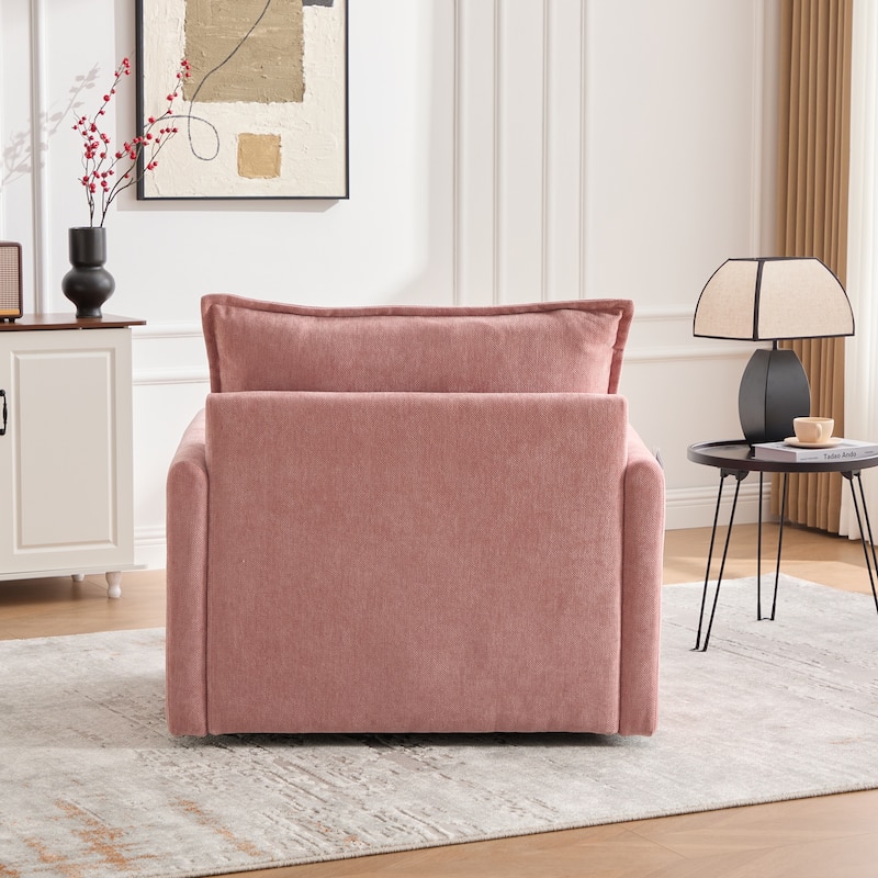 Swivel Barrel Chair - Mid Century Modern Chair, Thick Padded Arm Chair with Solid Metal Base, Comfortable Single Sofa Chair