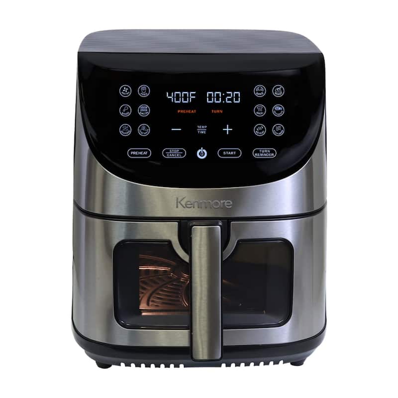 Kenmore 8 Qt Digital Air Fryer, 12 Cooking Presets, Stainless Steel
