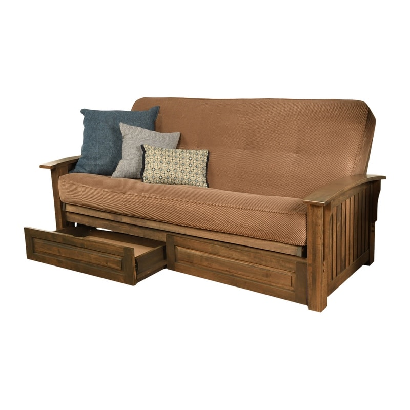 Somette Washington Full-size Futon Frame Includes Storage Drawers and Mattress