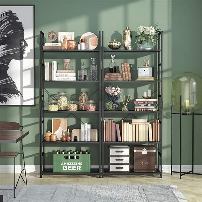 5 Tier Bookshelf, Tall Bookcase Shelf Storage Organizer - 11.8"D x 23.6"W x 62.2"H