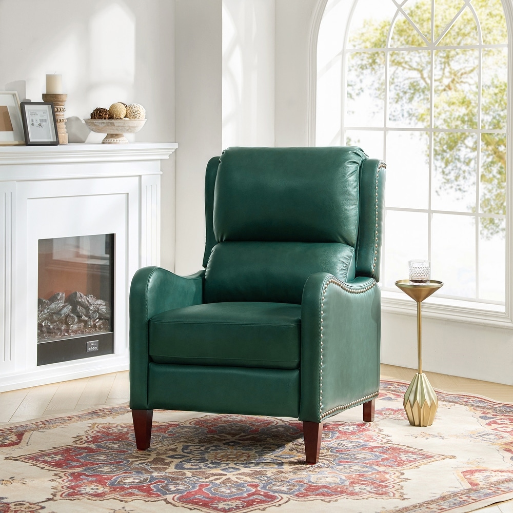 Green leather online recliner chair sale