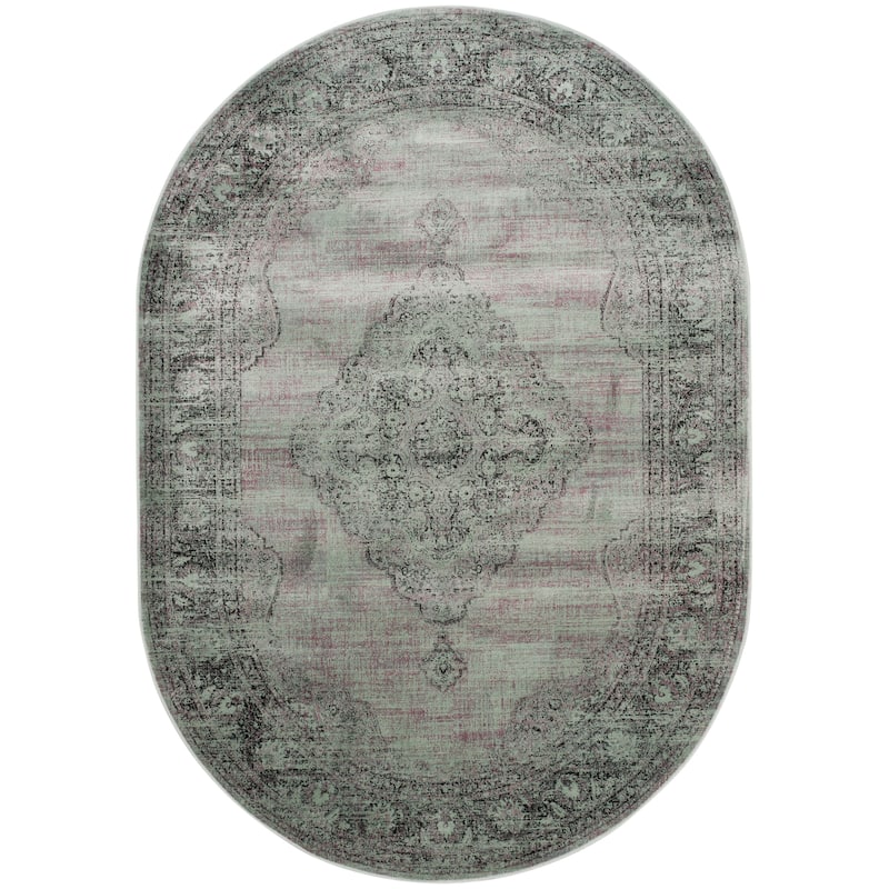 SAFAVIEH Vintage Distressed Boho Lucie Oriental Area Rug - 5'3" x 7'6" Oval - Light Blue