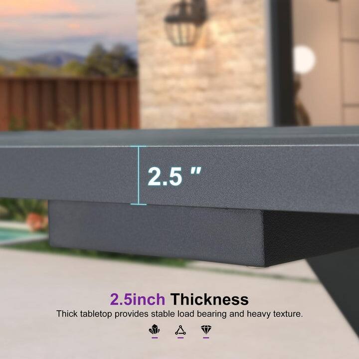 PURPLE LEAF Outdoor Dining Table Set All-Weather Aluminum with Wood Grain Table and Rope Woven Chairs