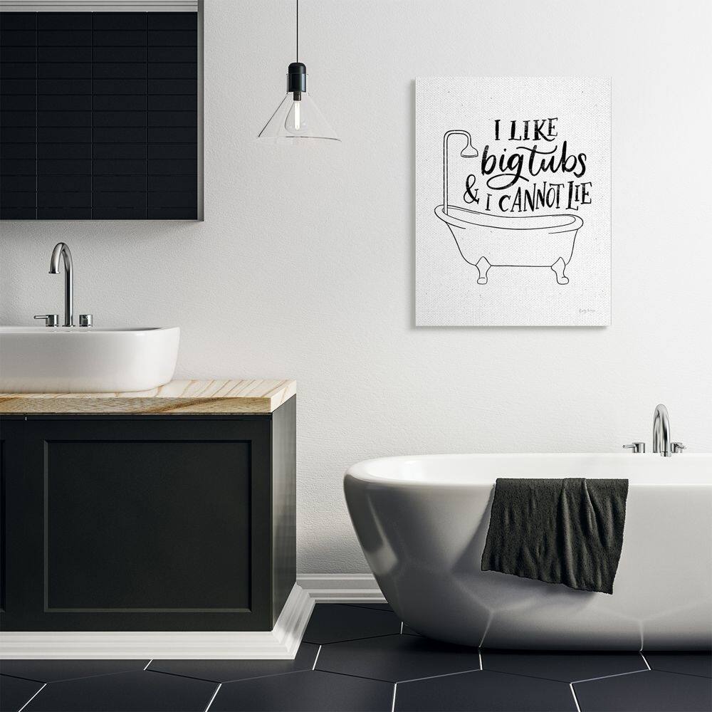 Stupell I Like Big Tubs Bathroom Joke Black White Word Parody Canvas