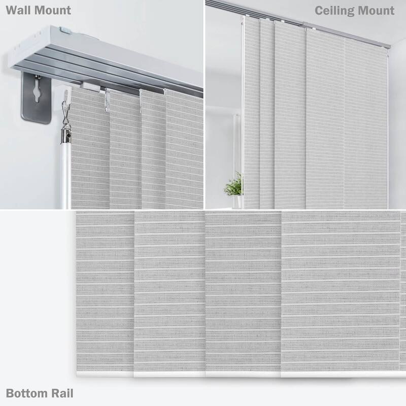 GoDear Design Natural Woven Adjustable Sliding Panel Track Blinds, Vertical Blinds, Timeless Series, 45.8"- 86" W x 96" L