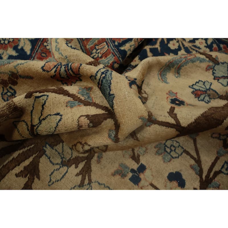 Hand Knotted Oriental 100% Wool Carpet Traditional Floral Beige & Ivories Tabriz (100% Vegetable Dye) Area Rug
