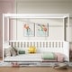 preview thumbnail 1 of 11, Full Canopy Floor Bed with 21.45" Rails, Curtain Ready White